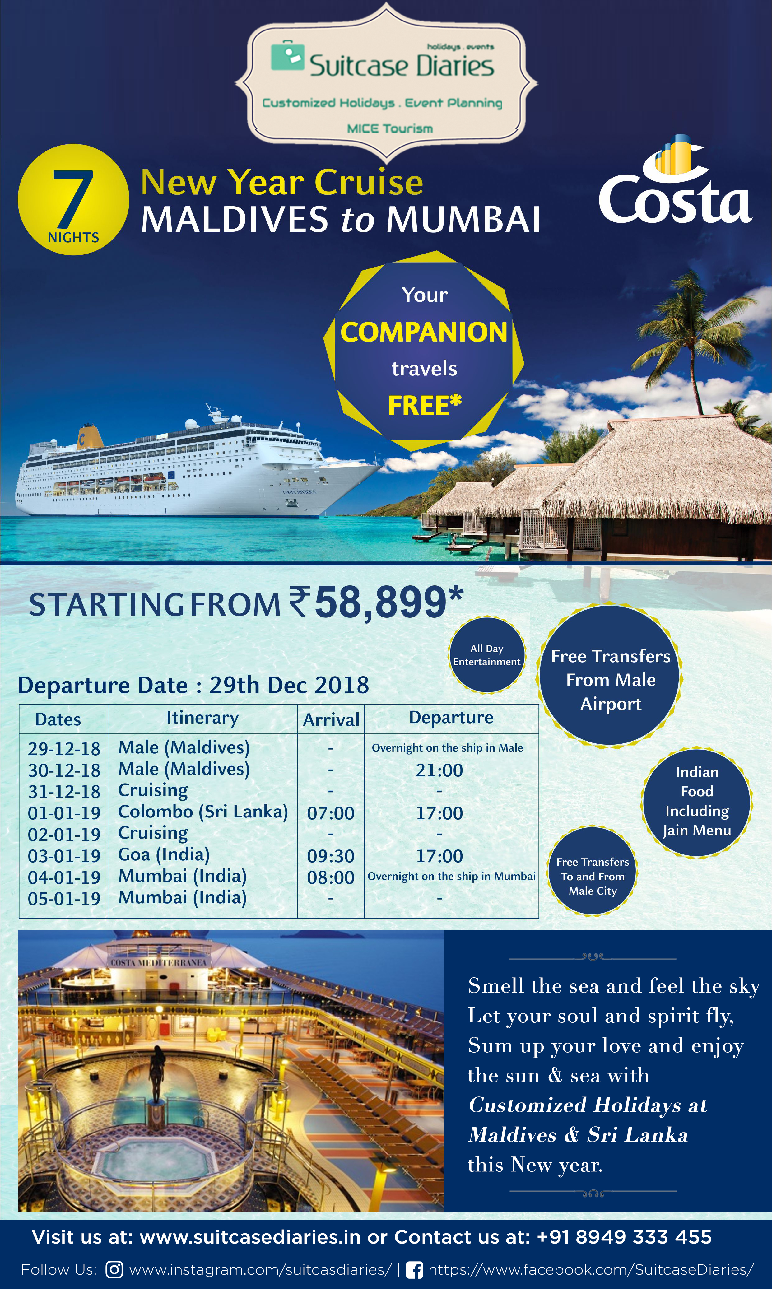 india to maldives cruise price